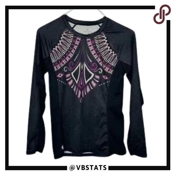 Athleta Long sleeve Cool-Down Top, Black/Purple/White Size Small - Picture 1 of 7